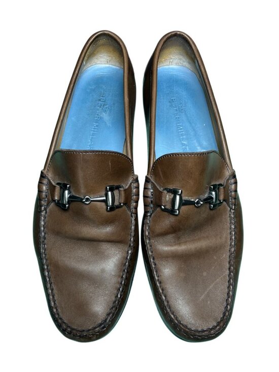 Peter Millar Crown Horse Bit Driving Loafers Brown MEOF11 Mens 9.5M Brazil 17643